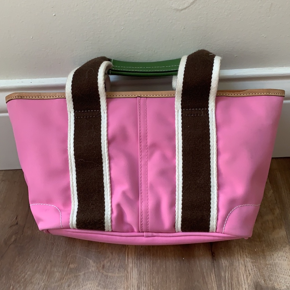 Coach Pink Brown Mini Hamptons Nylon Tote Bag - Picture 10 of 11